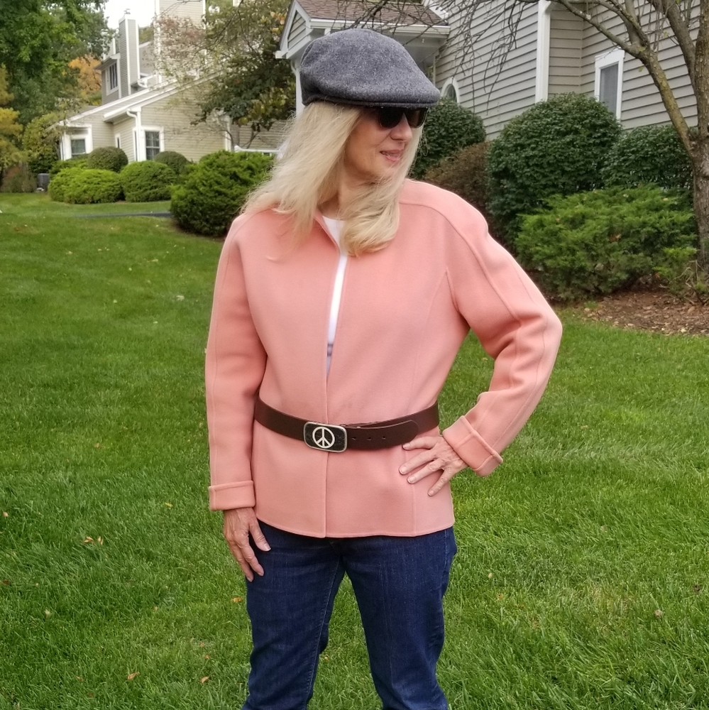 Linda Allard Ellen Tracy Peach-Pink Wool Jacket, Size 10, $40